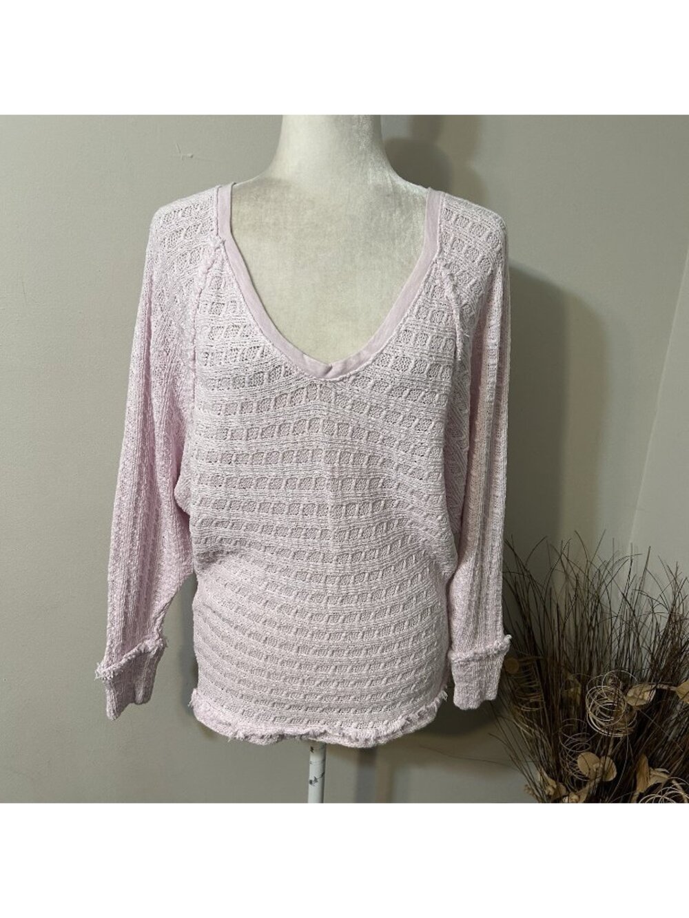 We The Free People Women Thiens Hacci Pink Dolman Sleeve Sweater Pullover Sz M